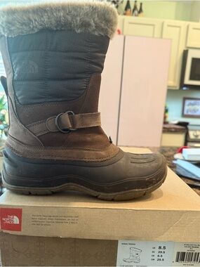 The North Face Brown Women’s Insulated Winter Boot with Faux-Fur Collar